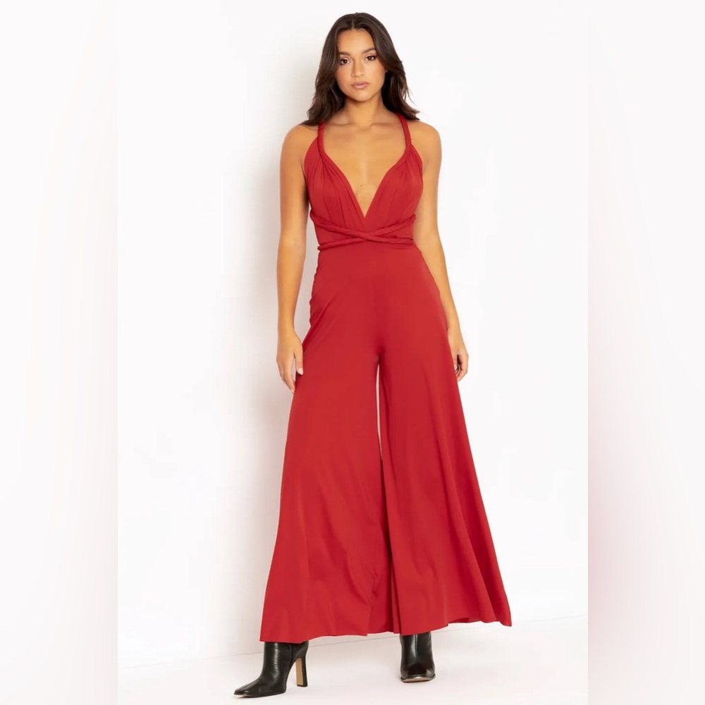 BLACKMILK Sleek Pepper INFINITY JUMPSUIT! Versatile Date Night Chic Glam Red Hot